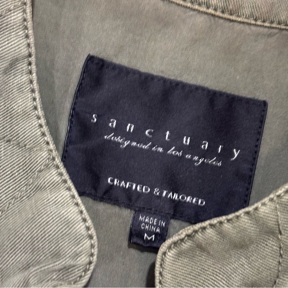 Sanctuary Olive Green Utility Vest Size Medium Pocketed Waist Tie Chinch - Picture 5 of 5